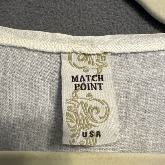 Match Point Linen Button Up Tunic Top Size L White Beachy Coastal Lagenlook USA - Picture 4 of 8